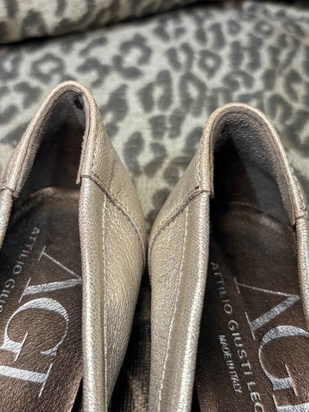 AGL gold metallic flats patent leather toe leather buckle  preppy casual shoe 37